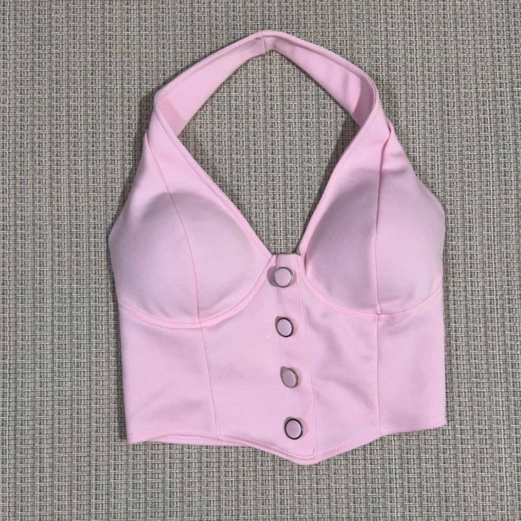 Cropped verão neoprene com botão frente com bojo tamanho único