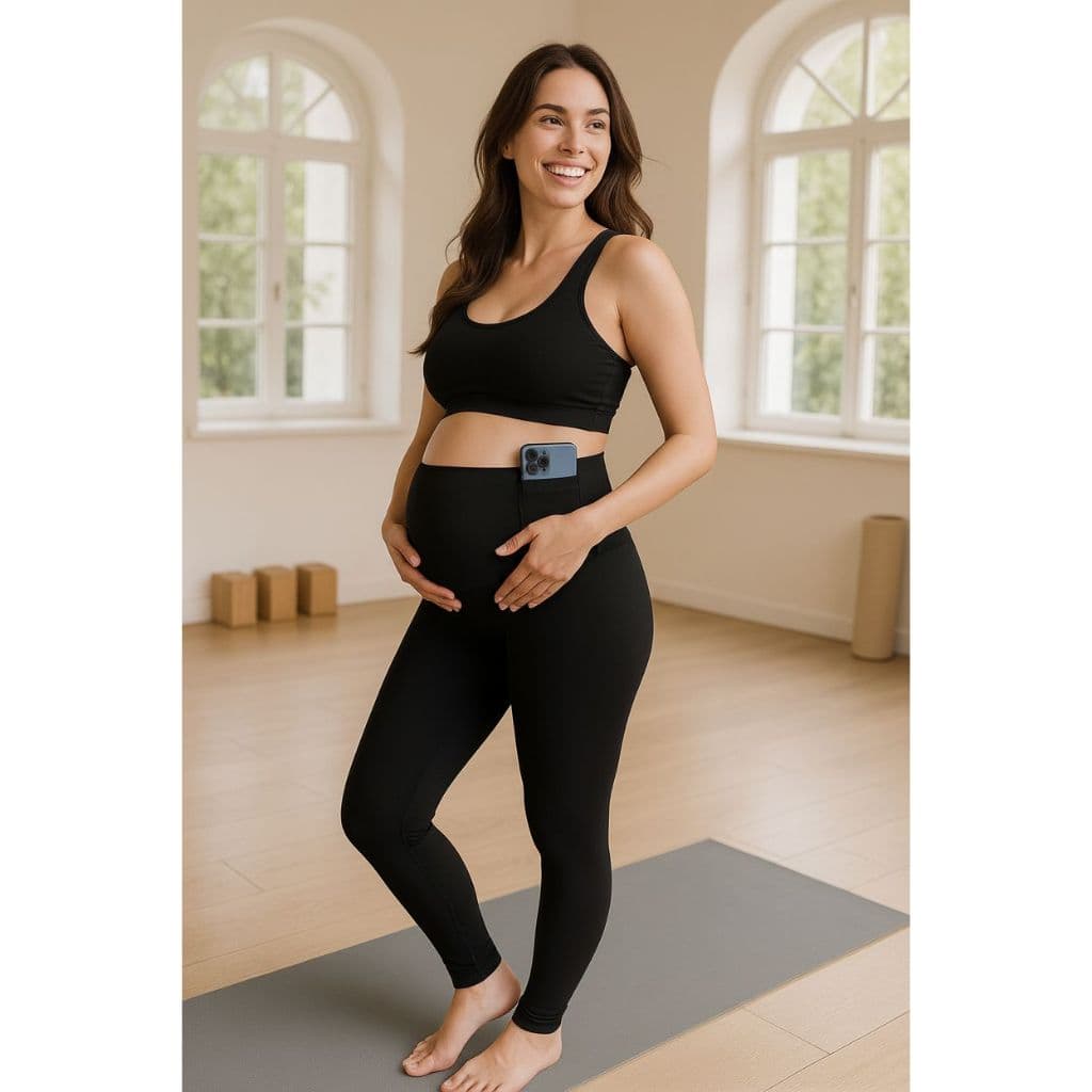 Calça Legging Gestante Premium Com Bolso Tecido de Alta Performance Calça Para Grávida Maternidade