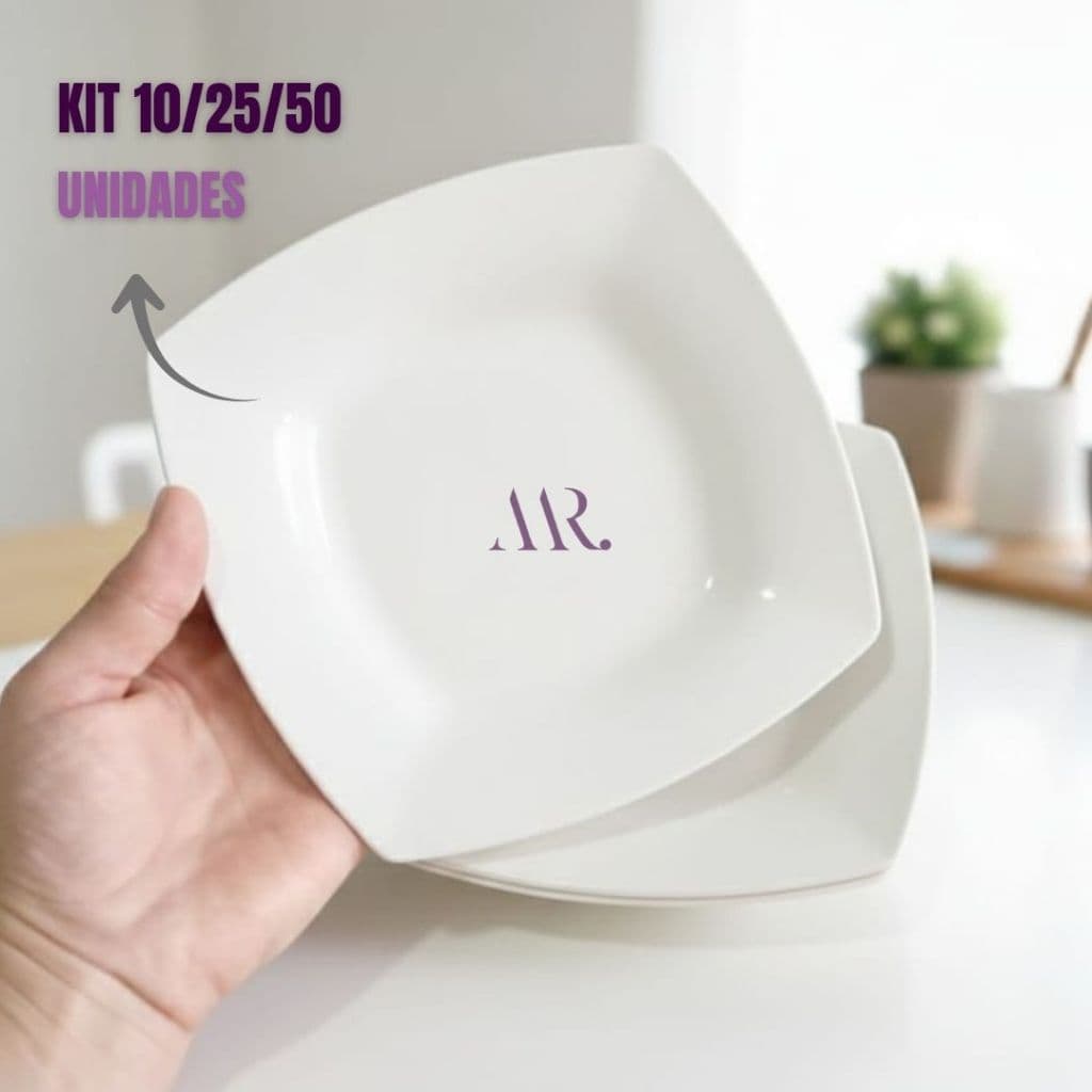 Kit Pratos de Sobremesa Quadrado Plástico para tortas/bolos Festas