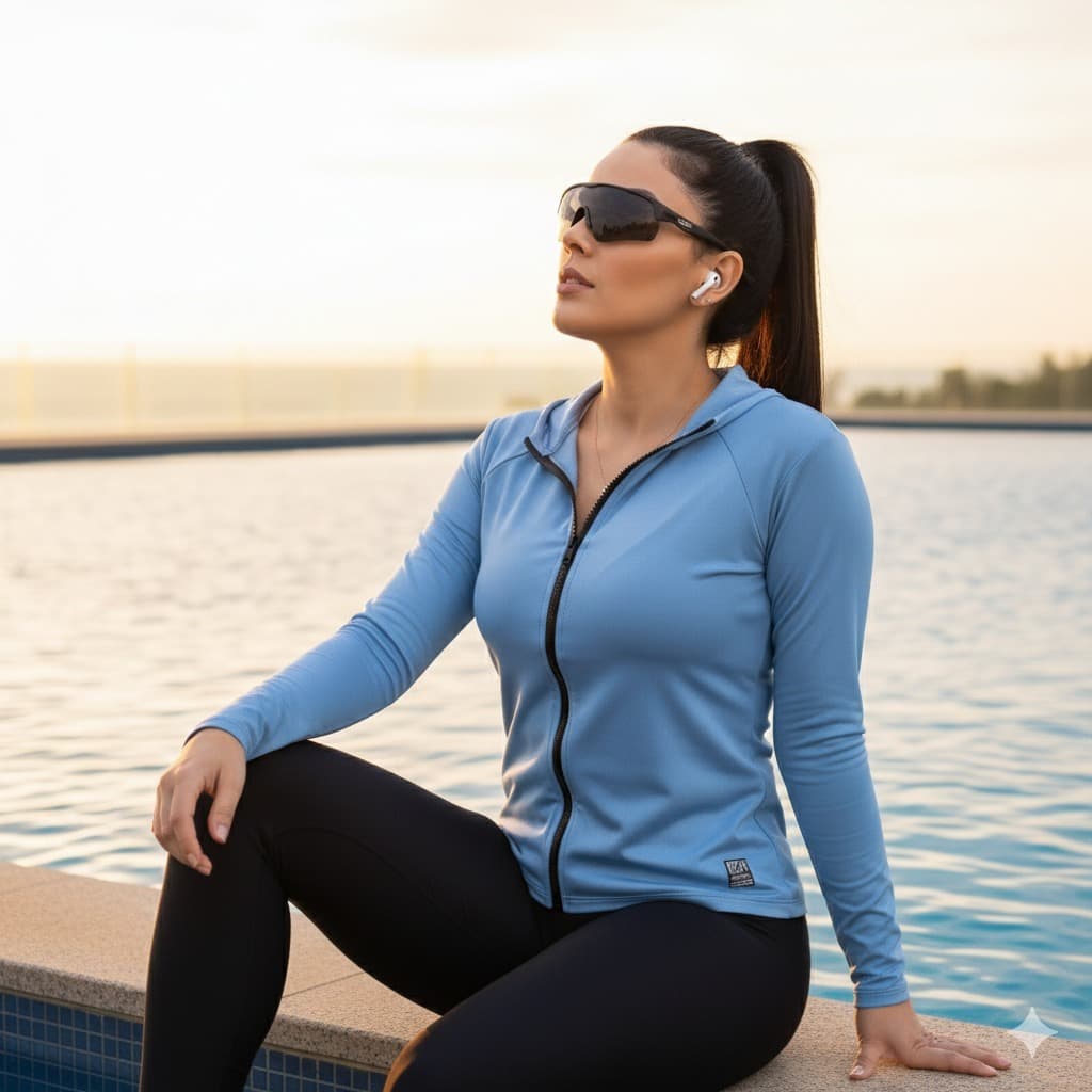 Casaco Fit Academia Feminino Com Zíper Versátil Térmico Proteção UV 50+