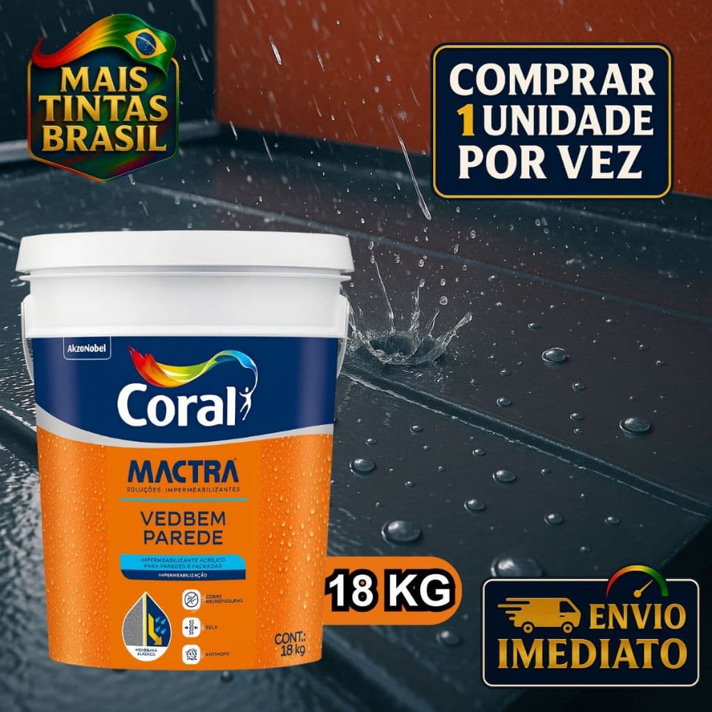 Tinta borracha liquida Coral Impermeabilizante Emborrachada Mactra 18kg Veda Telha