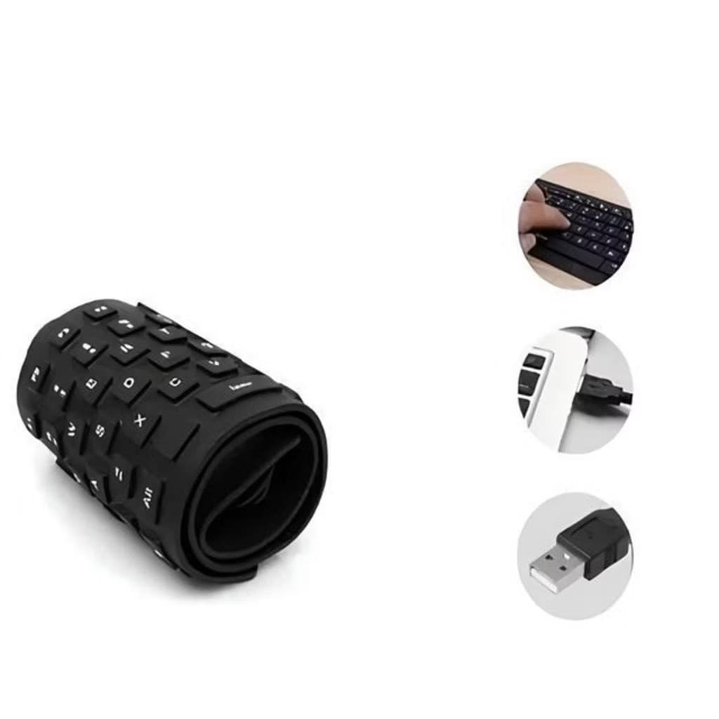 Teclado Flexível De Silicone Usb Dobrável Notebook Pc Tablet