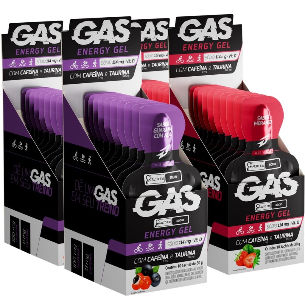 Kit 4x Gel Energético Carbo Gel 40 Sachês Gas Bodyaction