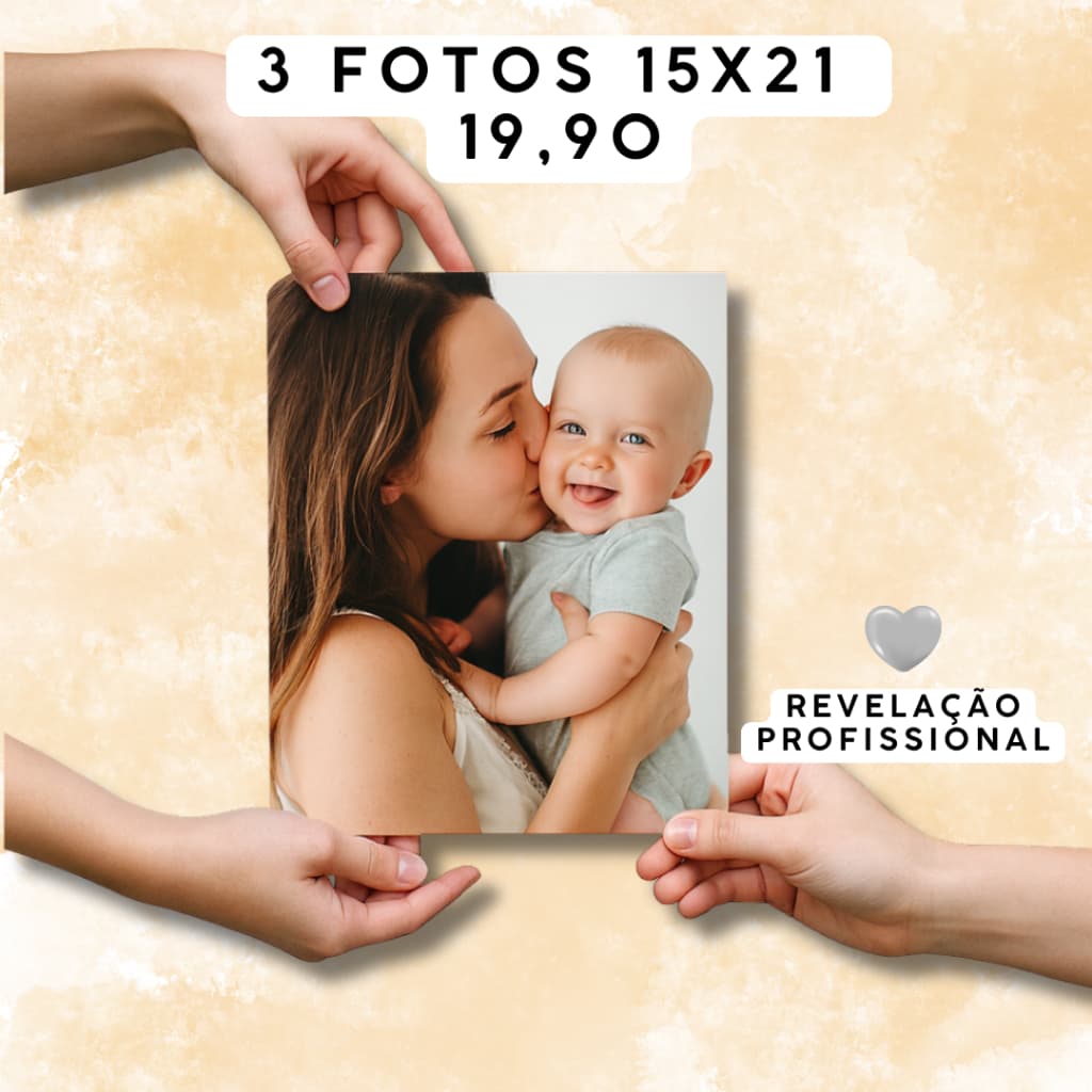 3 Fotos 15x21 | Papel Fotográfico Químico Profissional | Cores Vivas e Alta Qualidade