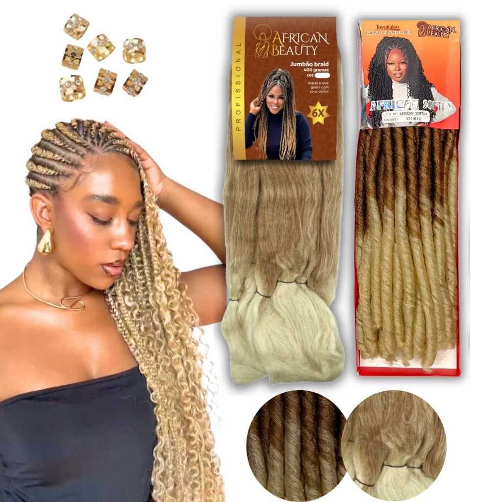 Cabelo 1 Jumbo Gyspy Braids1  Nina African Beauty 72g + Aneis