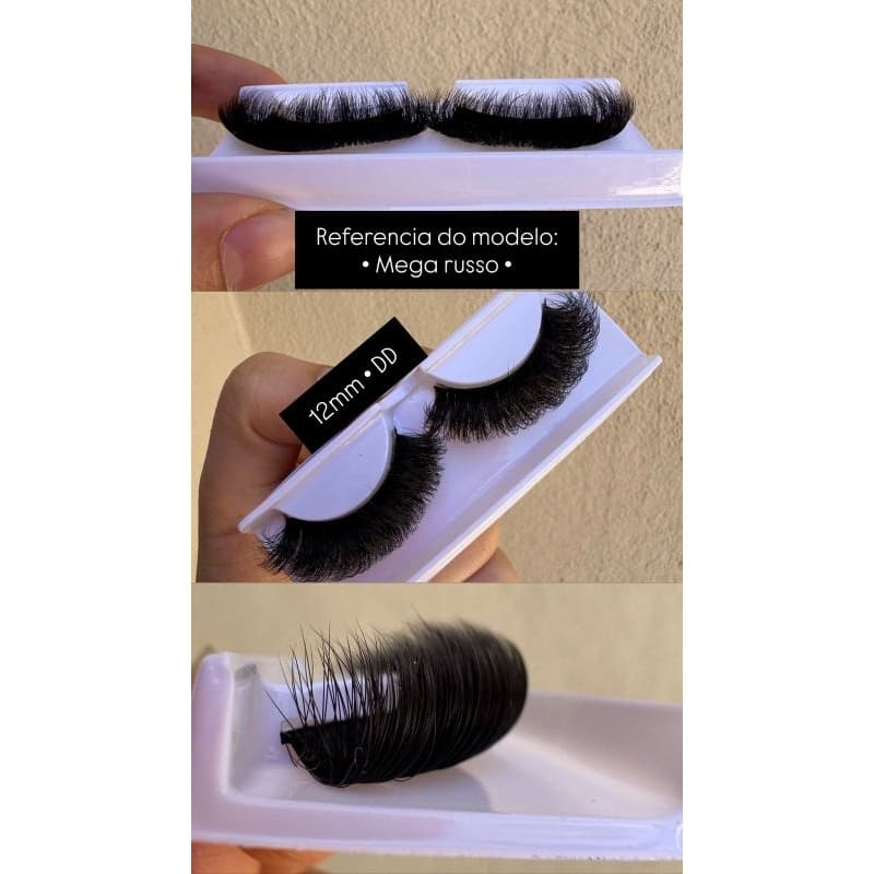 cartela unitária - mega russo - curva DD - cílios de seda