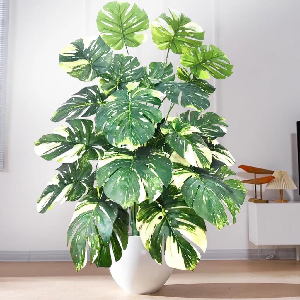 18/24 Folhas Costela De Adão Artificial Buquê 75 Cm Verde Natural Planta Artificial
