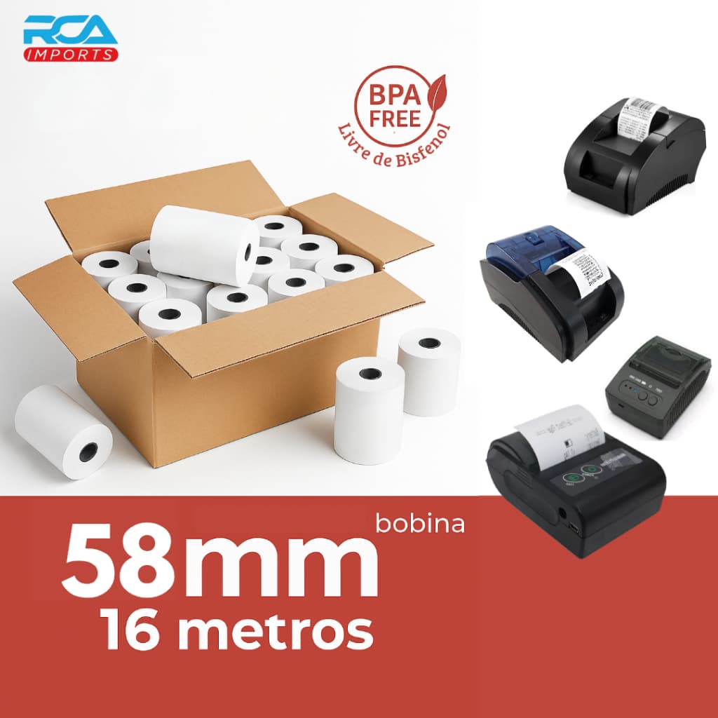 kit Bobina para impressora térmica 58mm