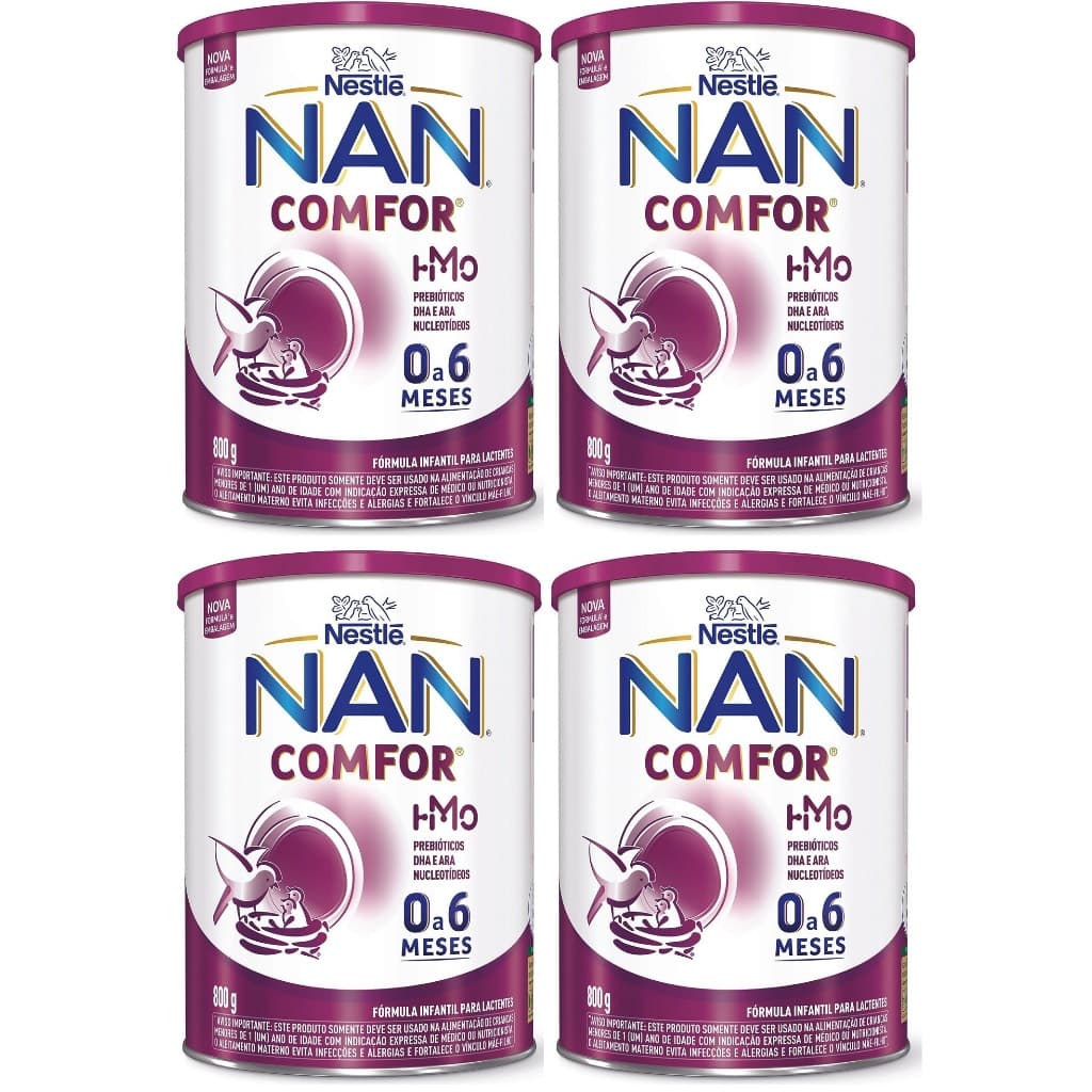 Kit 4 Latas NAN Comfor 800gr 0 à 6 meses (ROXO) EQ.1