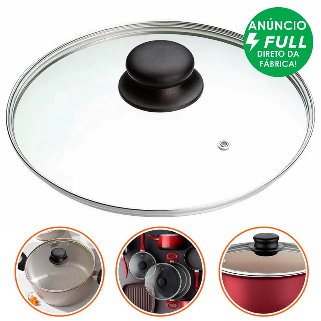Tampa De Vidro Temperado para Panelas Frigideiras 16 18 20 22 24 26 28cm Escolha Tamanho ou o Puxador Somente