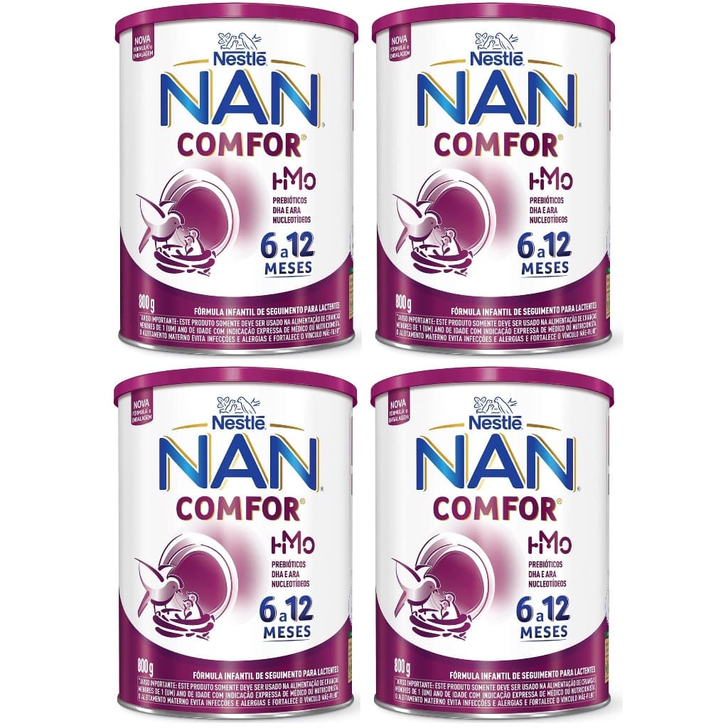 Kit 4 Latas NAN Comfor 800gr 6 à 12 meses (ROXO) EQ.1