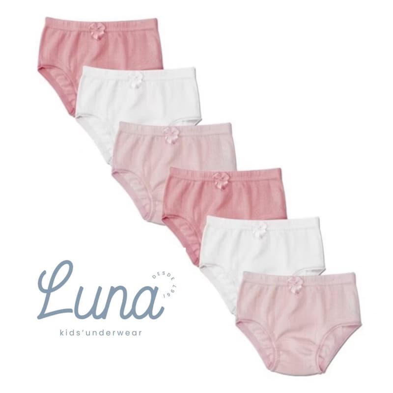 Kit 6 Calcinhas Antialérgica Infantil Menina Tons Pasteis 100% Algodão - Marca Luna
