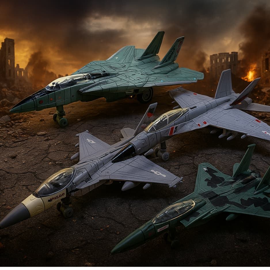 Avião De Guerra Caça Militar De Ferro Fricção Brinquedo F-15