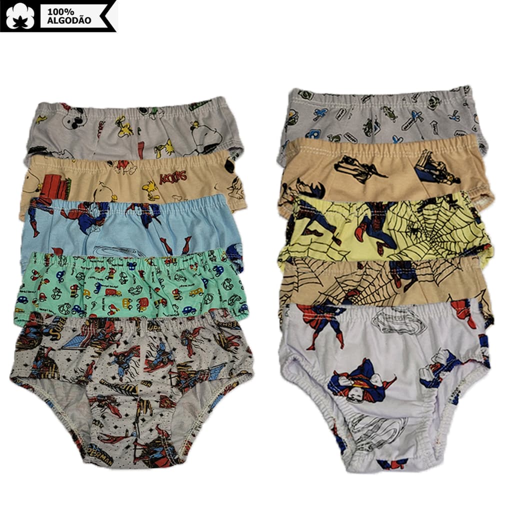 Kit 10 Cuequinhas Infantis 100% Algodão Premium – Leves, Respiráveis e Duráveis