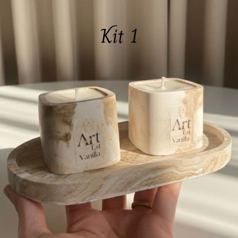 PROMOÇÃO Bandeja + Velas Aromáticas Vegetais