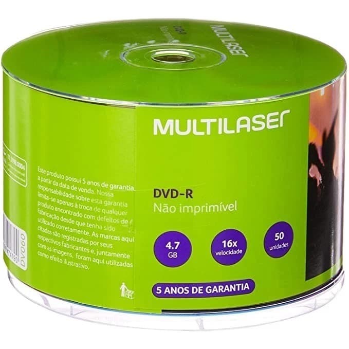 50 Unidades DVD-R Multilaser - 4,7 GB - 16x - Com Logo