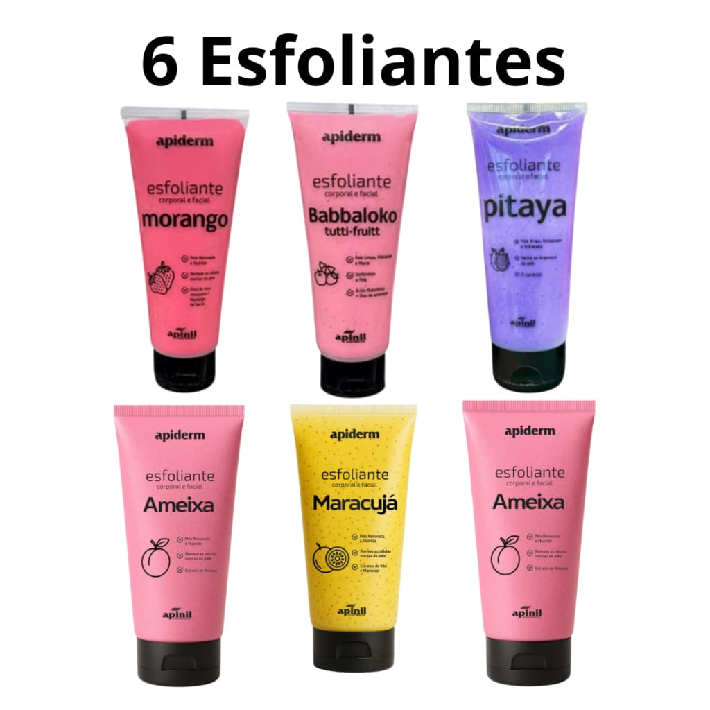 Kit 6 Esfoliante Corporal e Facial 180g Apinil