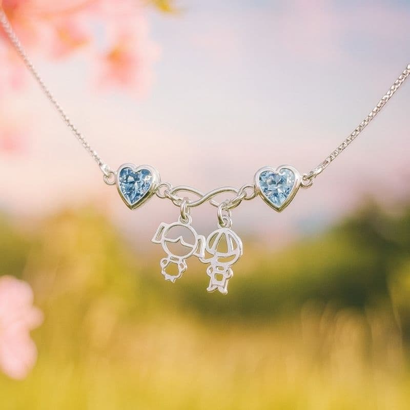 Colar Maternidade Menino E Menina Infinito Coração