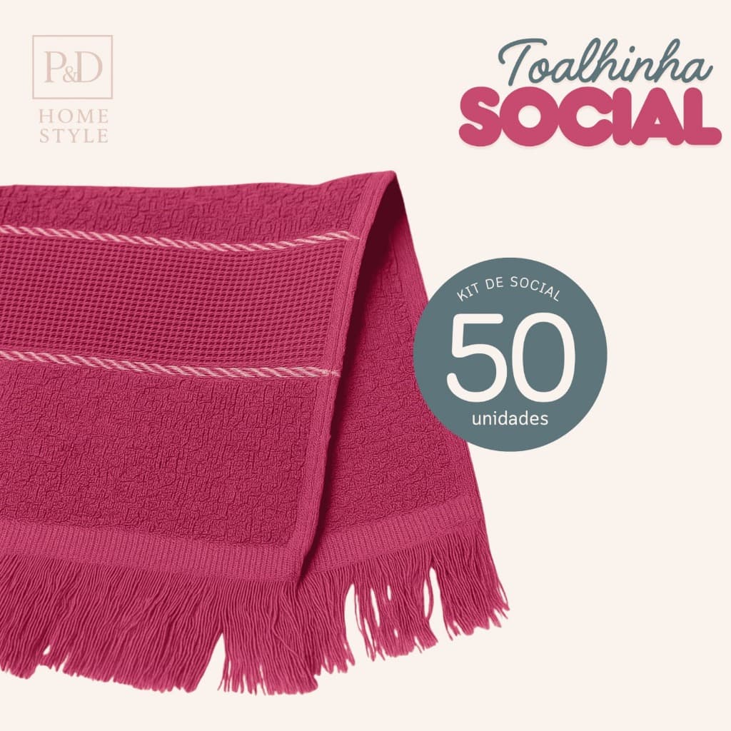 KIT COM 50 UNIDADES DE TOALHA DE MÃO SOCIAL ATACADO 20x30CM - ALGODÃO  - PARA BRINDE