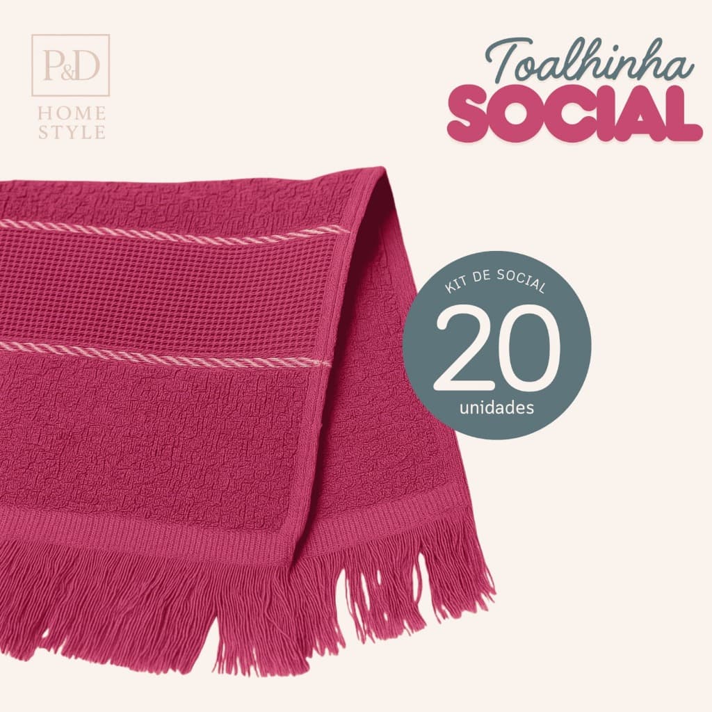 KIT COM 20 UNIDADES DE TOALHA DE MÃO SOCIAL ATACADO 20x30CM - ALGODÃO - PARA BRINDE