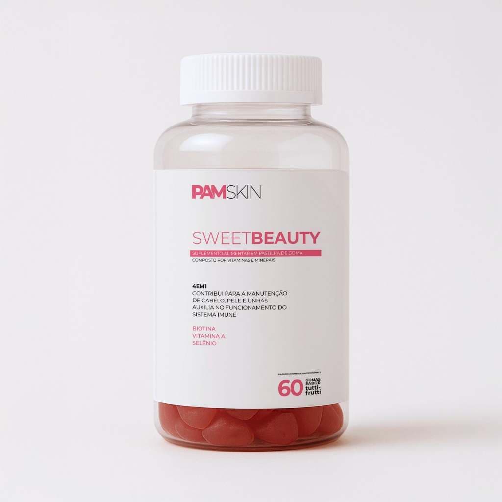 Goma Vitamínica Sweet Beauty PAM Skin - Pele, Cabelos e Unhas Fortes com Biotina + Vitaminas