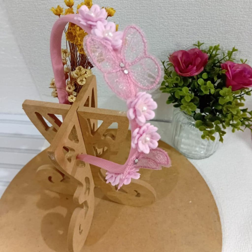 tiara buterfly festa passeio princesa luxo presente tendência elegância e conforto batizado