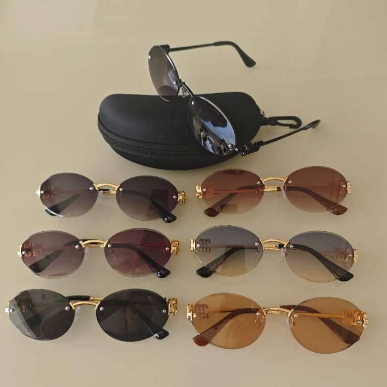 Óculos de Sol Feminino Oval Sem Armação UV400 Estilo Retrô Elegante
