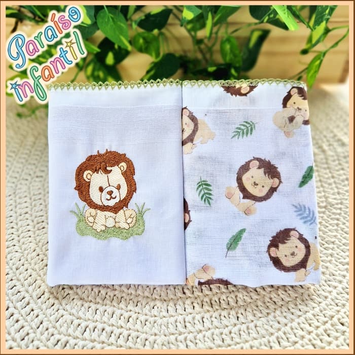 KIT 2 FRALDAS DE OMBRO ESTAMPADAS 2 UNDs | 33x67 cm | 100% Algodão |  DUPLA camada