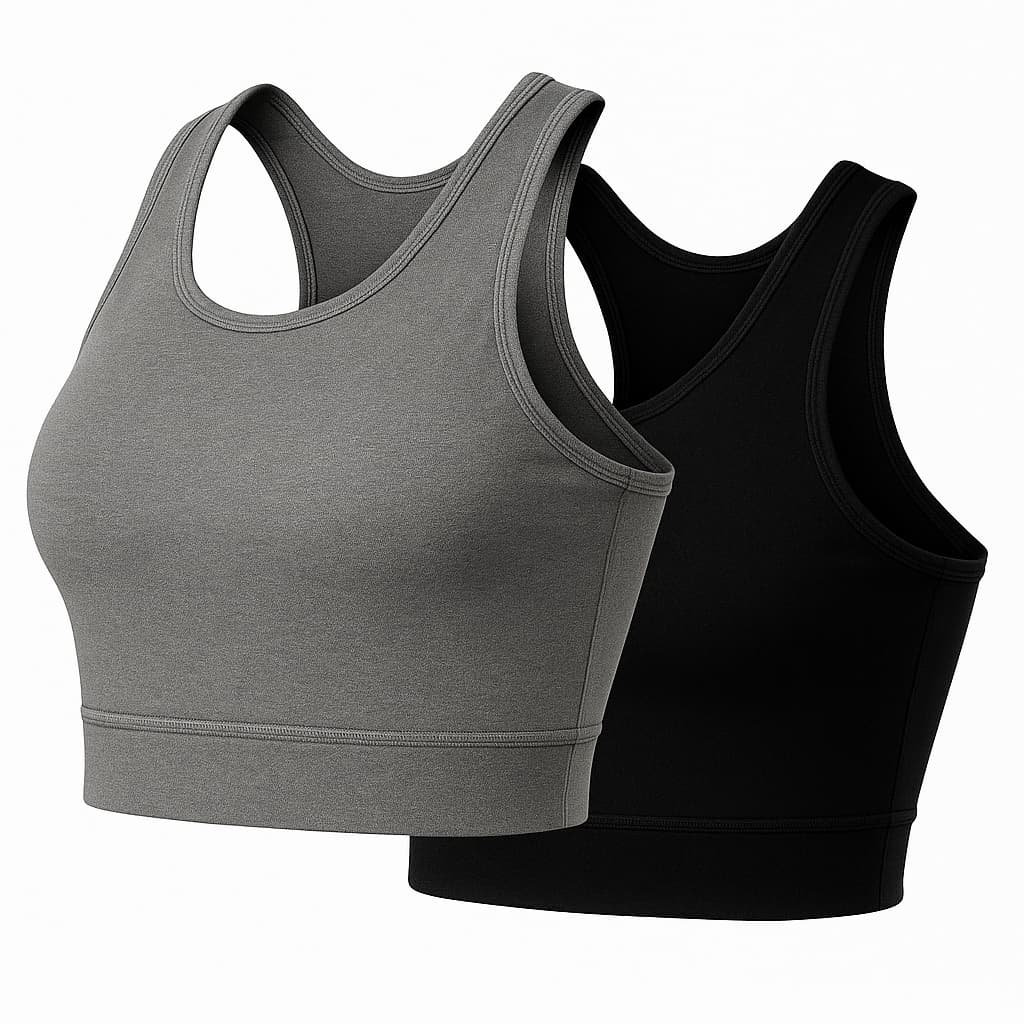 Kit 2 Top Academia Fitness Sustentação Nadador Regata Adulto Feminino Cropped Roupas Lingerie