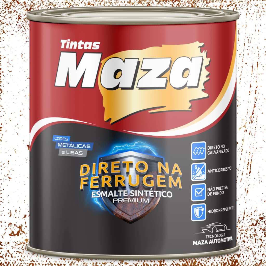 Tinta Para Portão Enferrujado Ferro Esmalte Sintético Direto na Ferrugem 900ml Maza
