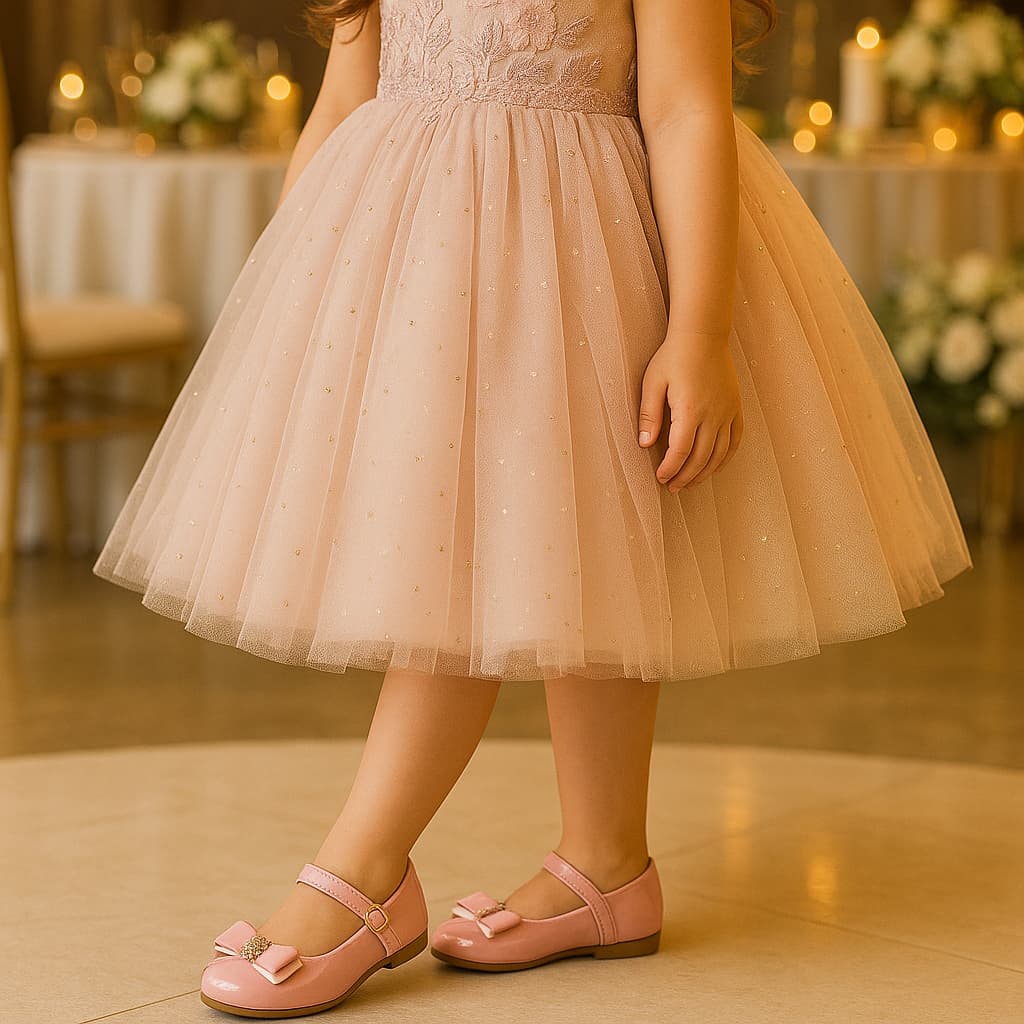 Sapatilha Rosa Criança Menina Infantil Boneca Sapato de Daminha de Honra Macia Social com Laço