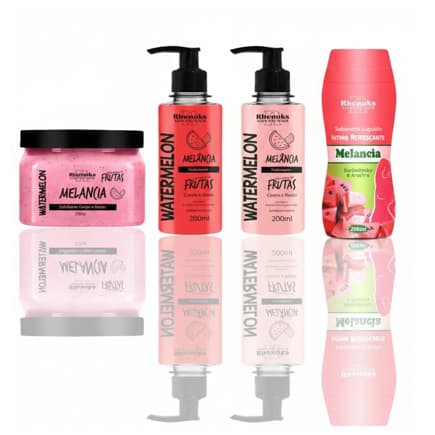 KIT SABONETE INTIMO + ESFOLIANTE + SABONETE LIQUIDO + HIDRATANTE CORPORAL- MELANCIA - RHENUKS