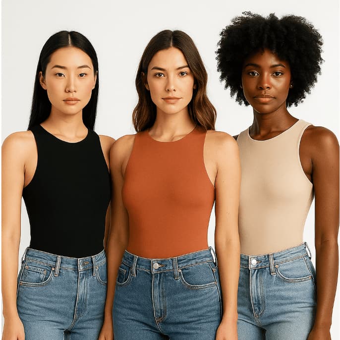 Kit Bodys Bory Boddie Feminino Regata Básica Casual Body Suplex Bori com Forro Duplo