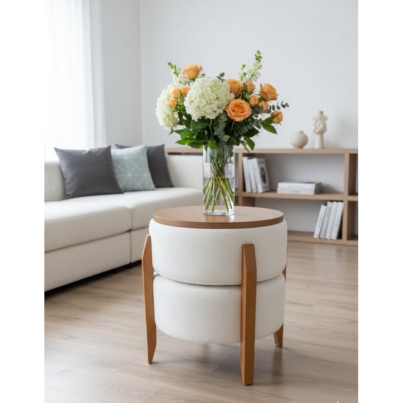 Puff moderno 2 em 1 – vira mesa de apoio ( entregue já montado)