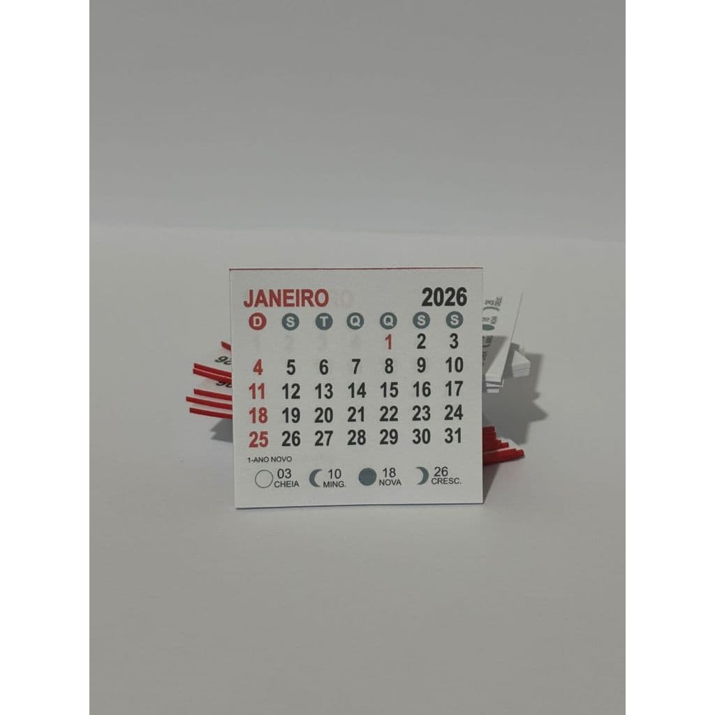 Mini Calendário 2026 em Bloco 5x5 cm | 200 Unidades | Brinde, Lembrança