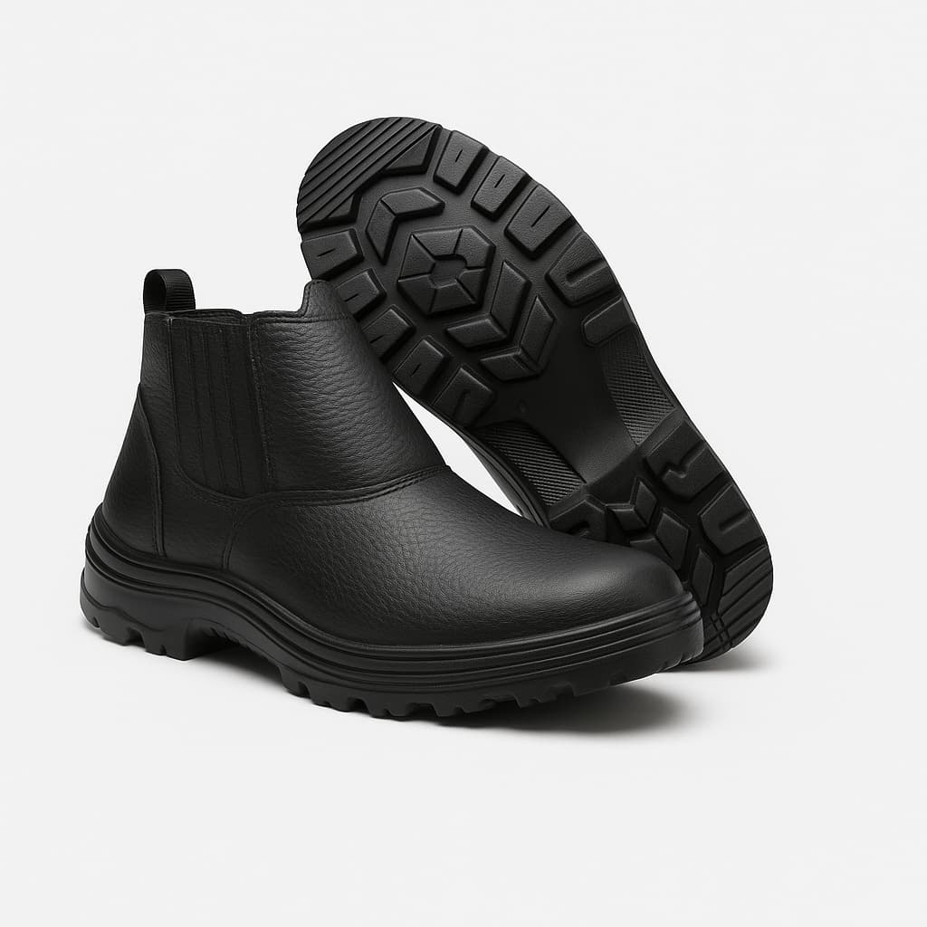 Botina de segurança promoção elastico em couro legitimo biqueira com CA