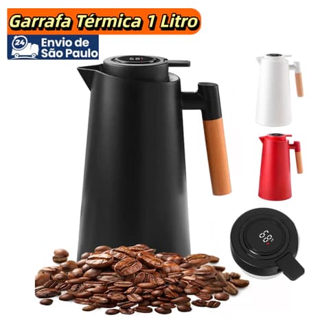 Garrafa Térmica 1 Litro com Design Moderno e Termômetro de LED Perfeito Para Chás e Café  -- LUIZA