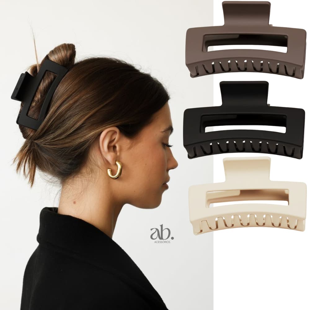 Piranha Grande de Cabelo Clip Grampo Presilha Diferente Pregadeira  Retangular Média Colorida