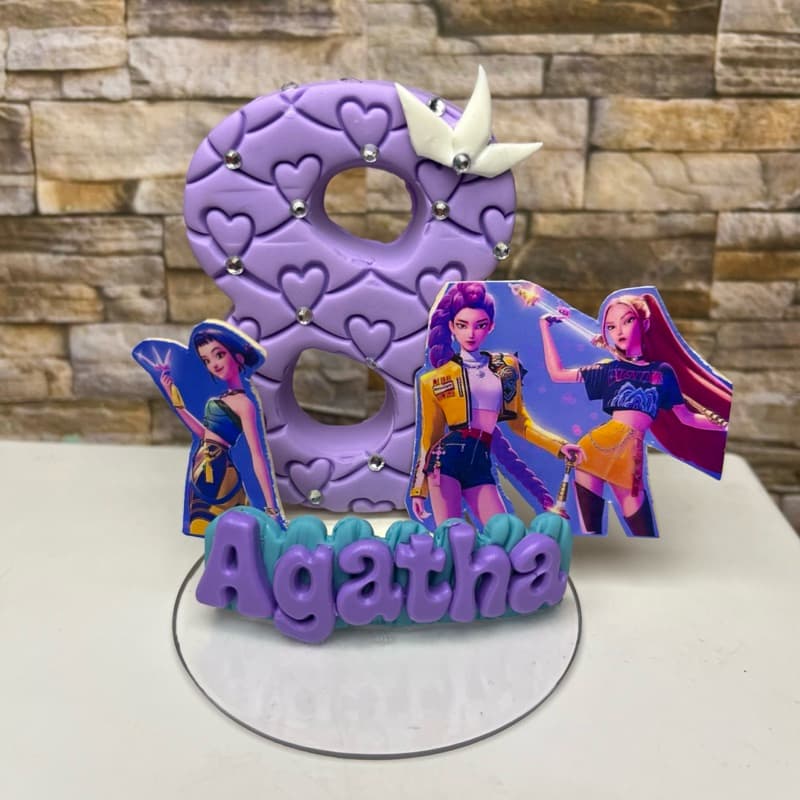 Vela aniversario Personalizada em Biscuit Guerreiras K-pop
