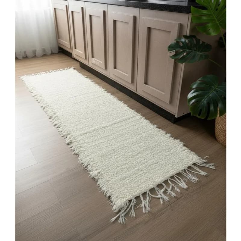 Tapete Algodão Boho Passadeira 2,00 X 0,50 100% Algodao Cru Mesclado Rustico