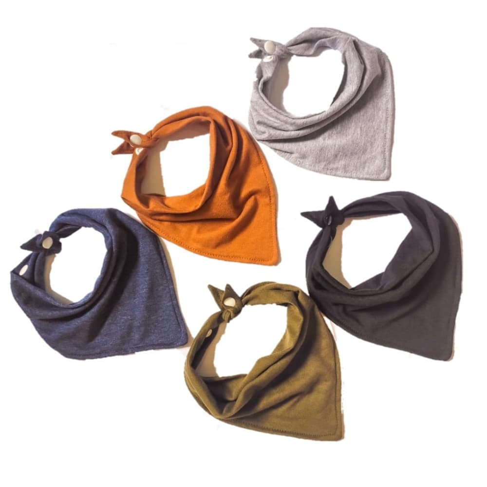 Kit 5 Unidades Babador Bandana Bebe  Algodão  Regulagem Menina Menino
