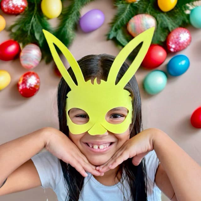 KIT Máscara Coelho Rosto EVA Páscoa com elástico festas, criança, escola