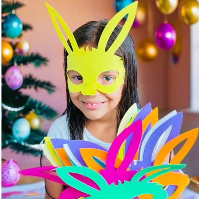 KIT Máscara Coelho Rosto páscoa  com elástico, festa, crianças
