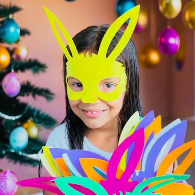 KIT Máscara Páscoa Rosto EVA Coelho páscoa festas aniversário, criança, escola