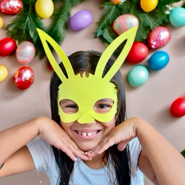 KIT Máscara Rosto  EVA coelho com elástico Páscoa , festas , aniversário casamento, criança, escola