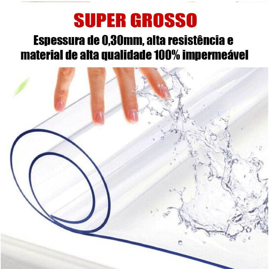 Toalha de Mesa Plástico PVC Ultra Grossa 4 6 8 Lugares Transparente Cristal Impermeável Térmica