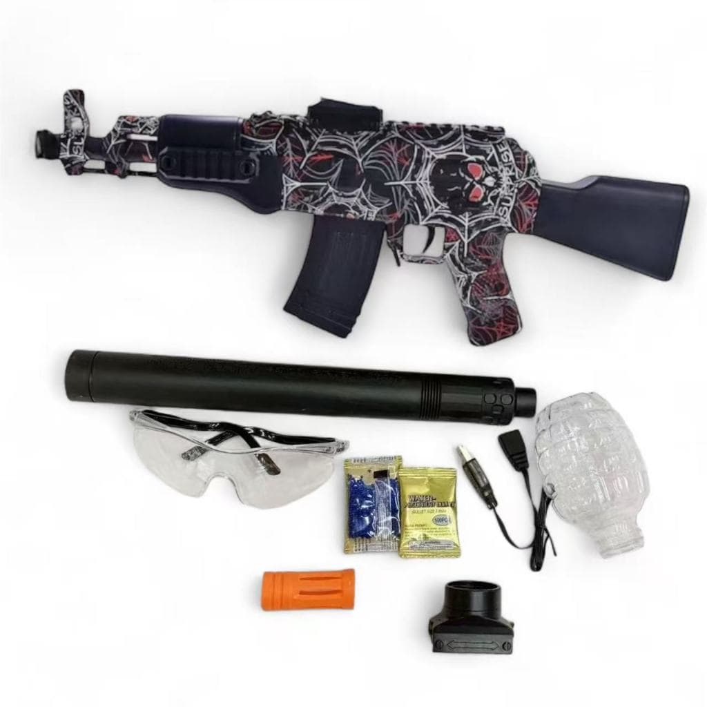 NOVO Arminha de Gel AK-47 Bateria de dupla de 7,4 V Elétrico 1.000 Munições + Óculos de Proteção + Acessórios Inclusos
