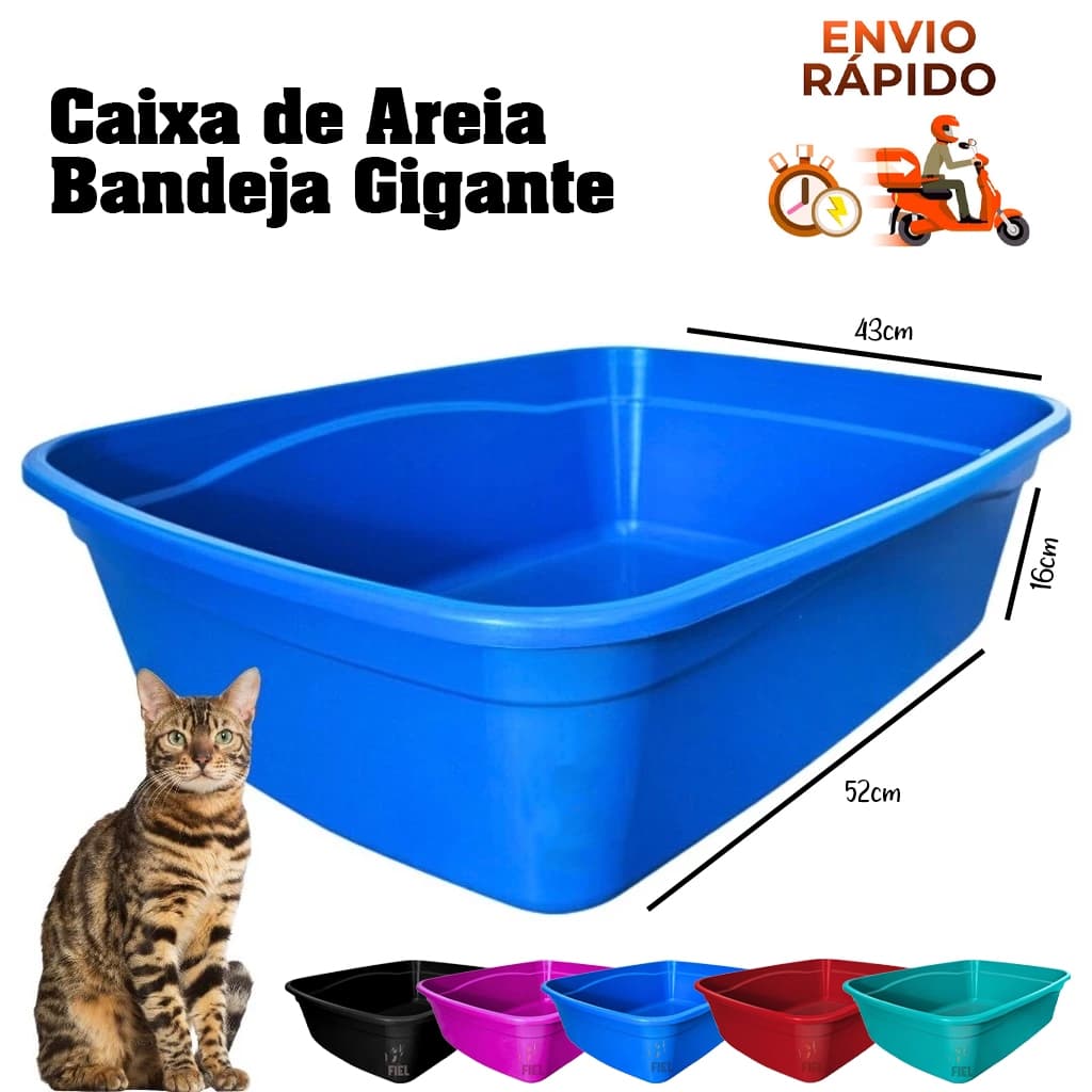 Caixa de Areia Gatos Gigante Bandeja Alta Higiênica para Areia Pra Gato BrinqPet
