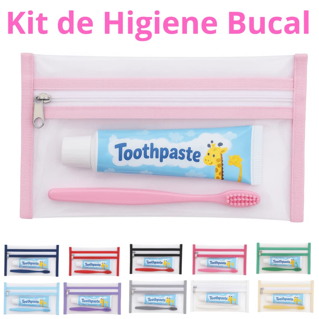 Organizador de Higiene Bucal Infantil Saquinho Plástico Transparente Prático e Fofo