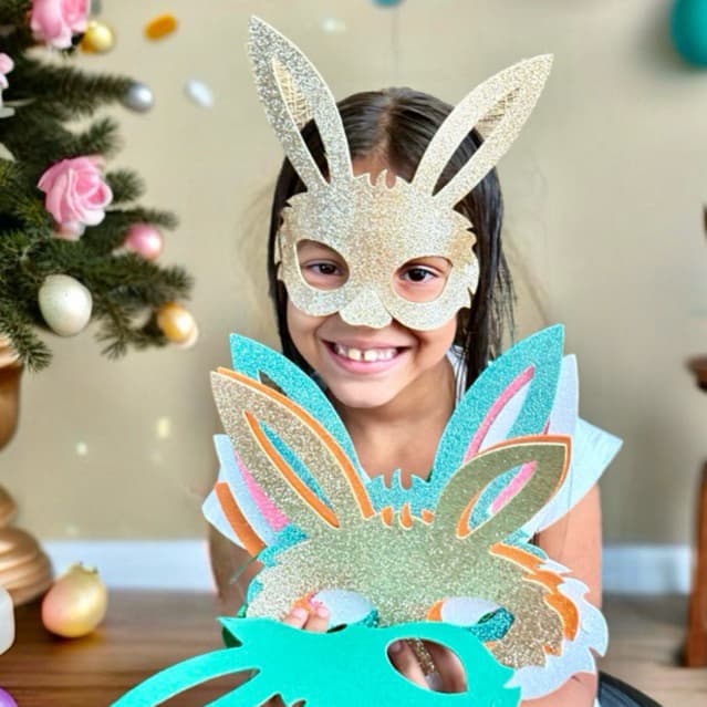 KIT Máscara Páscoa Rosto EVA GLITTER com elástico Páscoa festas aniversário